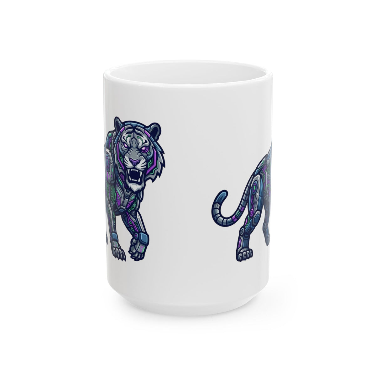 "Cyber Tiger" White Ceramic Mug