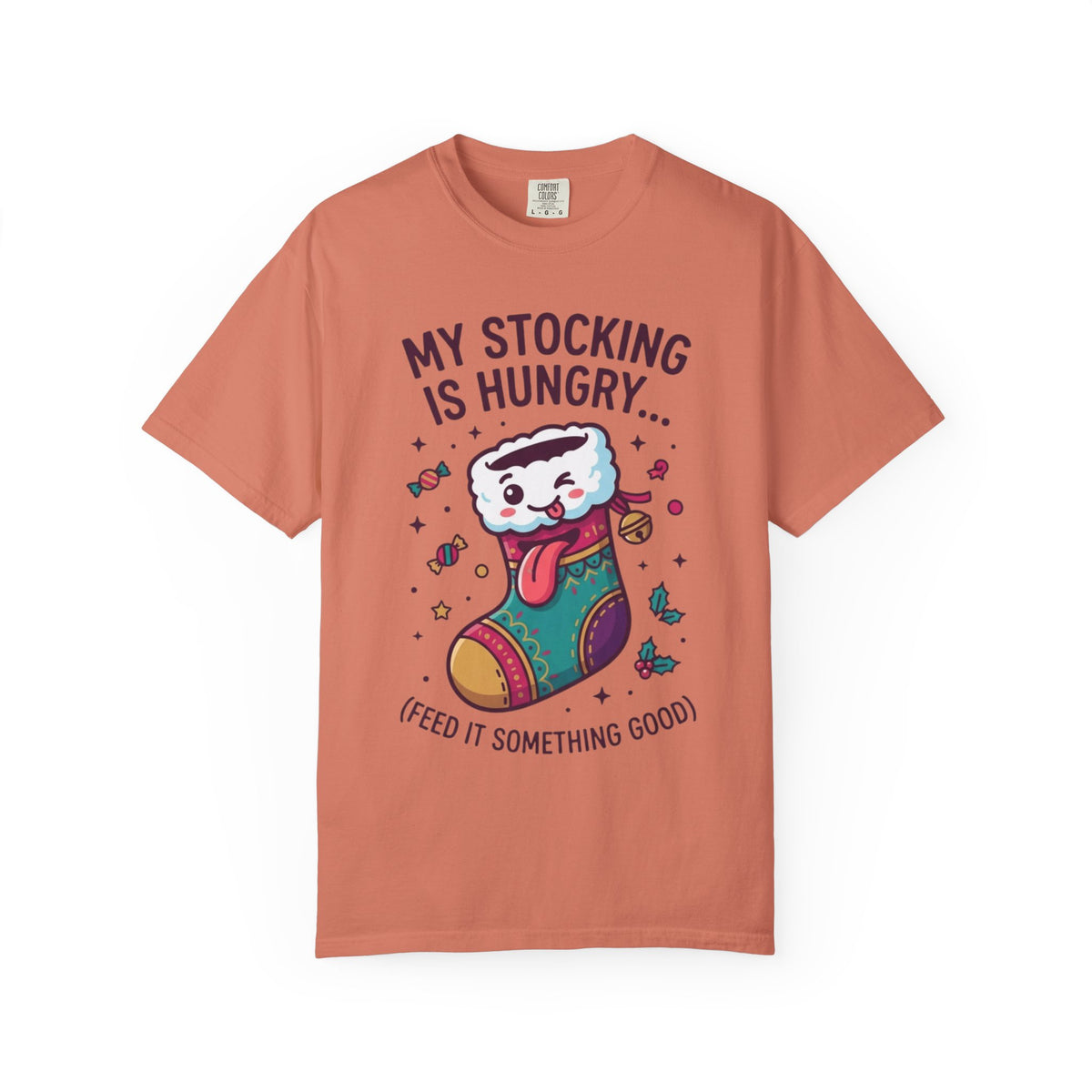 "My Stocking Is Hungry" Unisex Garment-Dyed Tee