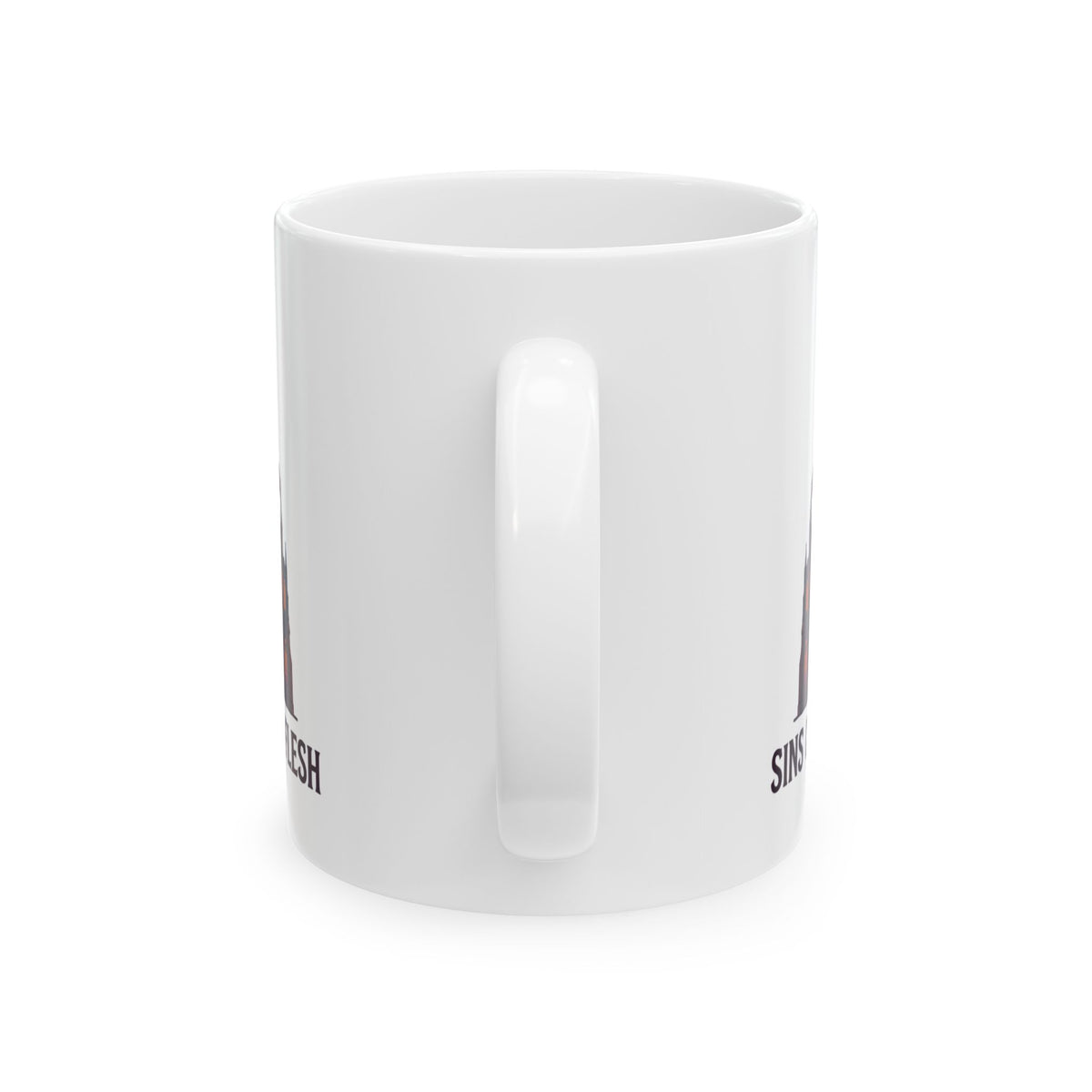 "Sins of The Flesh Group Rates" White Ceramic Mug — Graphic