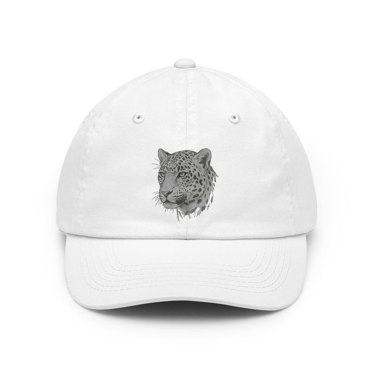 Color: White | Pencil Sketch Art Leopard Dad Hat — Graphic
