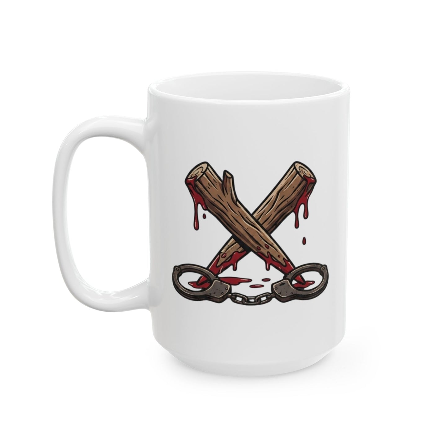"Pound Your Stake In Me" White Ceramic Mug — Graphic