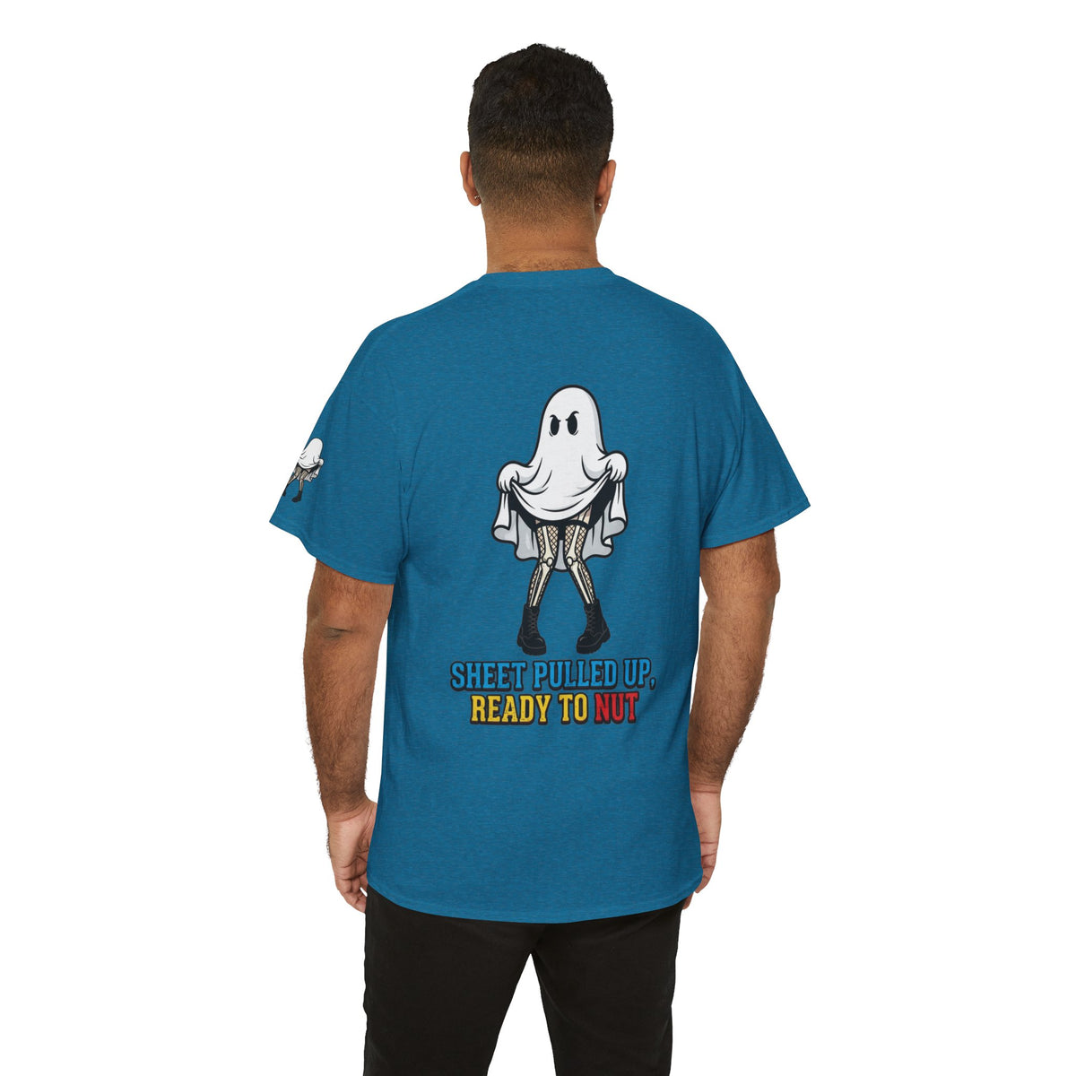 Color: Antique Sapphire | Sheet Pulled Up Ready to Nut Premium Graphic Tee