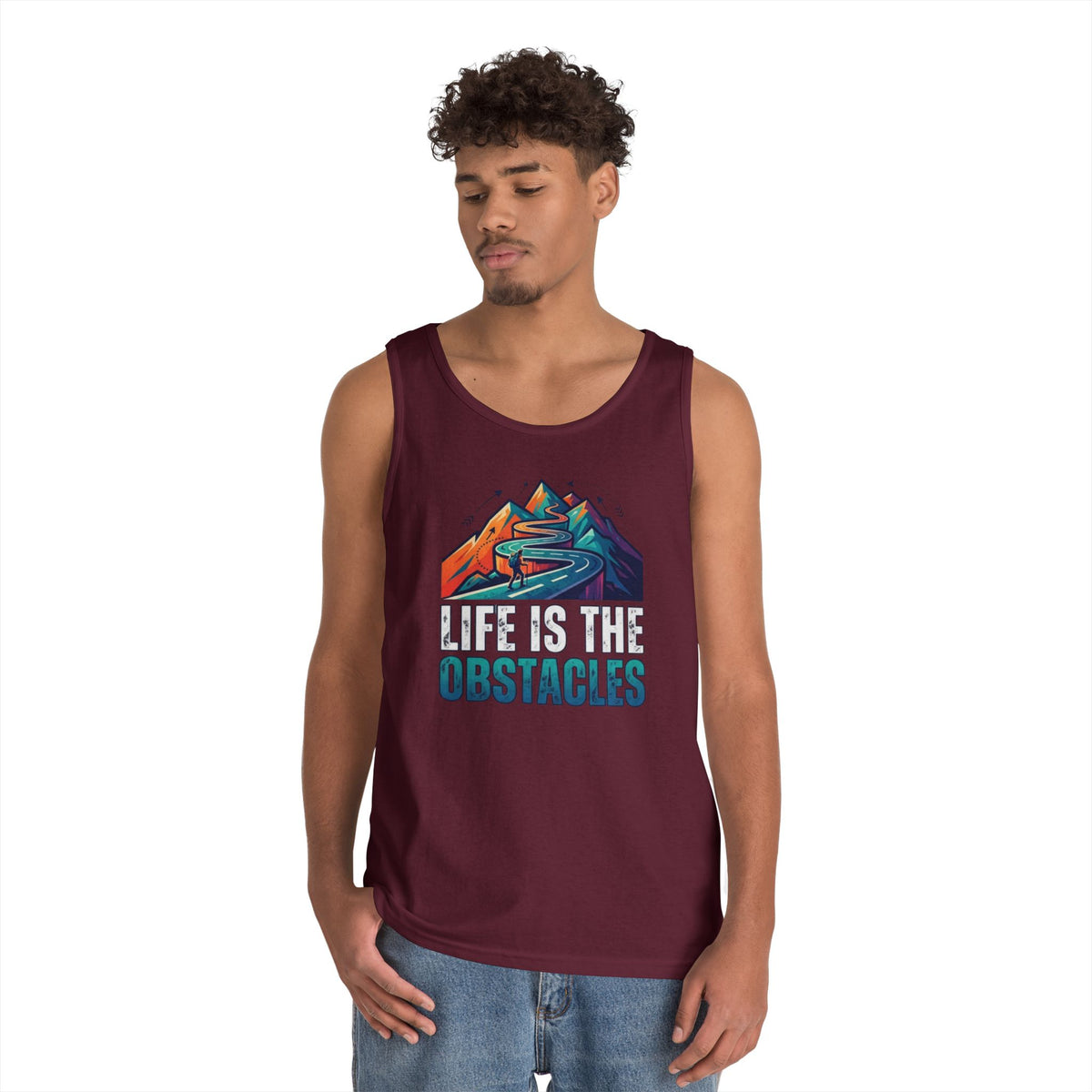 Color: Maroon | Life Is The Obstacles Tank Top
