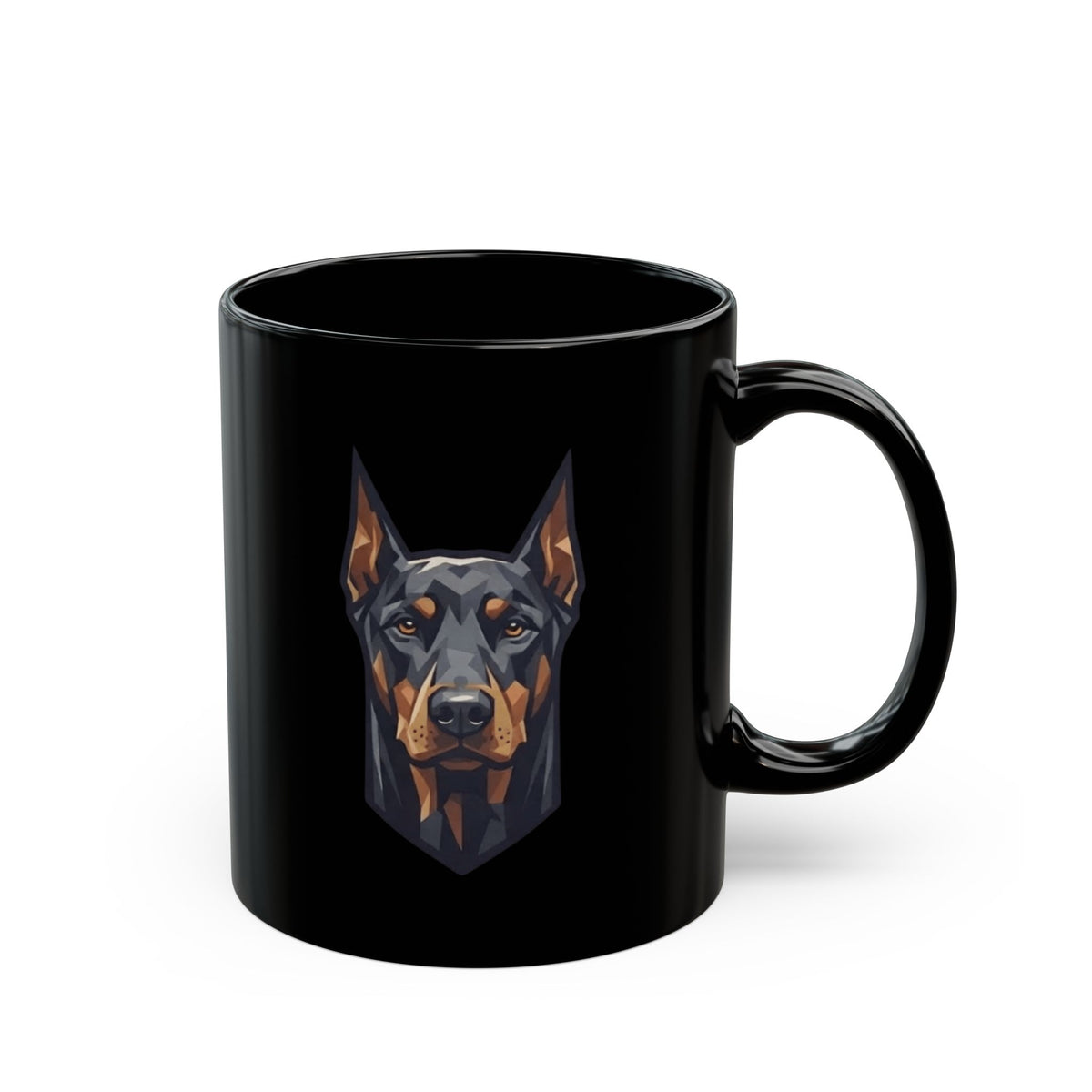 "Doberman Defender" Black Ceramic Mug — Graphic