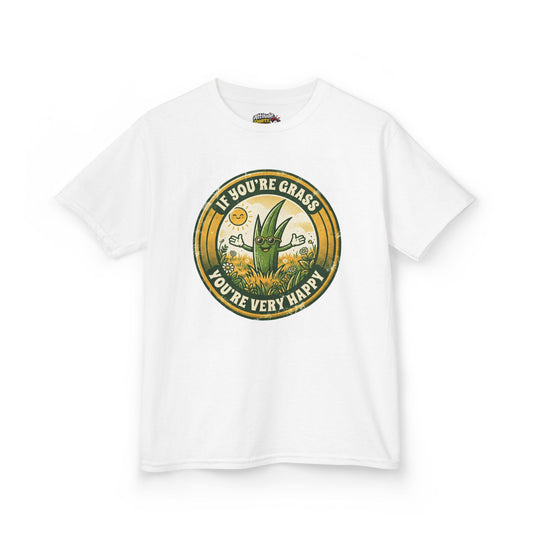 Color: White | If You're Grass You're Very Happy Kids Tee