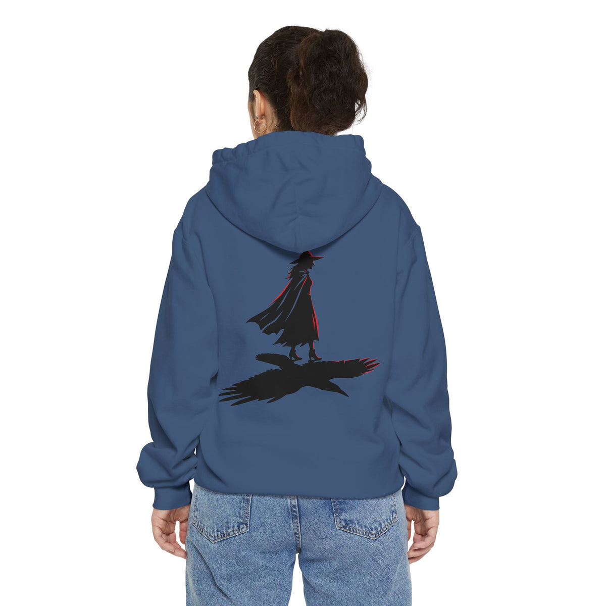 Color: True Navy | Witch With Raven Shadow Garment-Dyed Hoodie