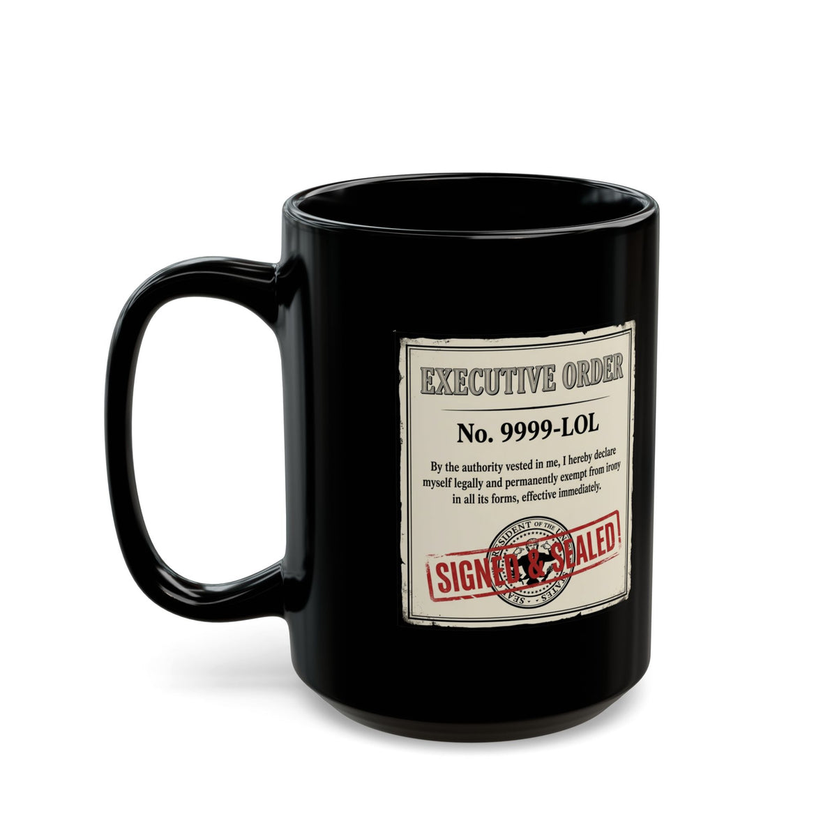 "Irony Free" Black Ceramic Mug
