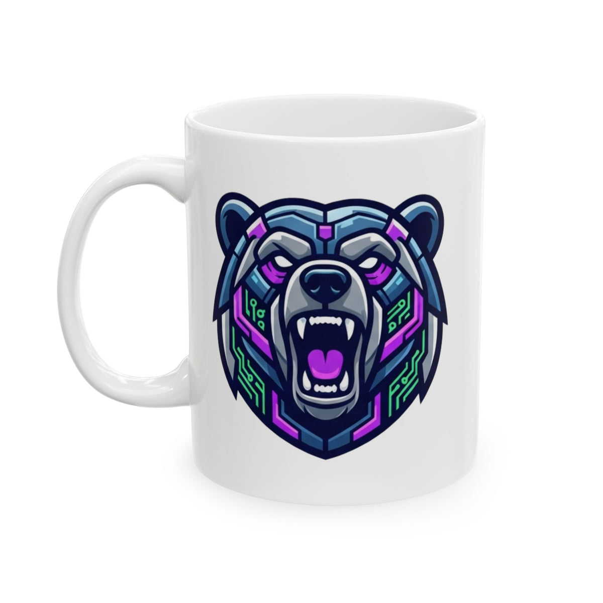 "Cyber Bear" White Ceramic Mug — Graphic