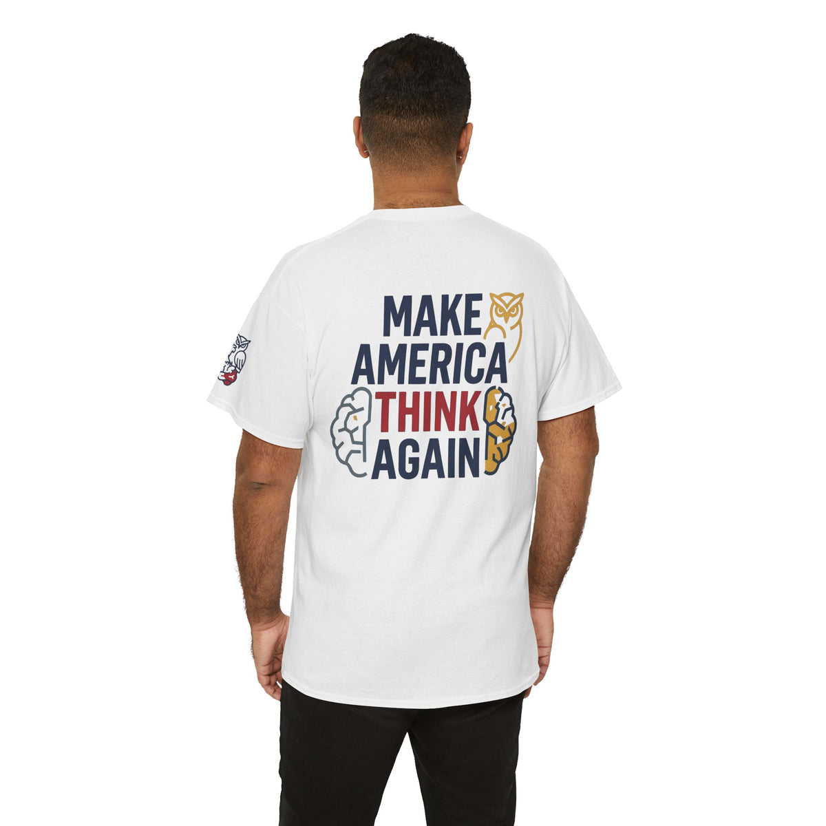 Color: White | Make America Think Again Premium Graphic Tee