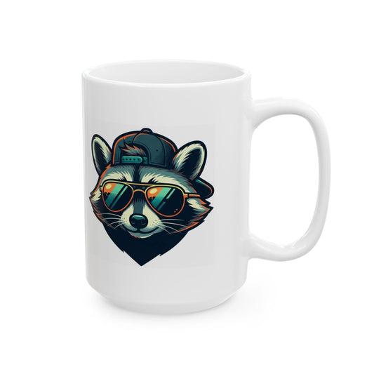 "Raccoon Energy" White Ceramic Mug — Graphic