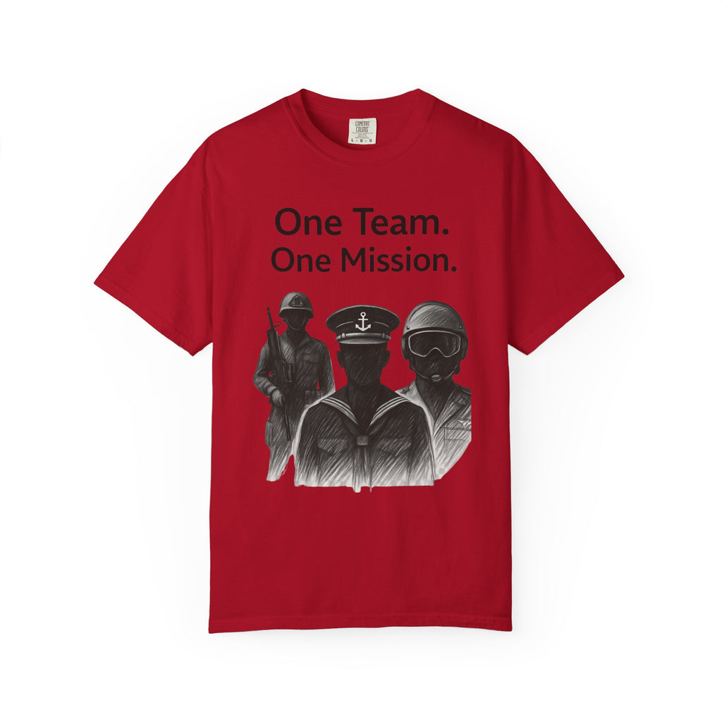 "One Team One Mission" Unisex Garment-Dyed T-shirt