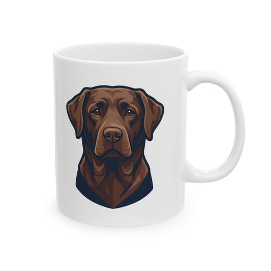 "Labrador Loyalty Swim Fetch" White Ceramic Mug — Graphic