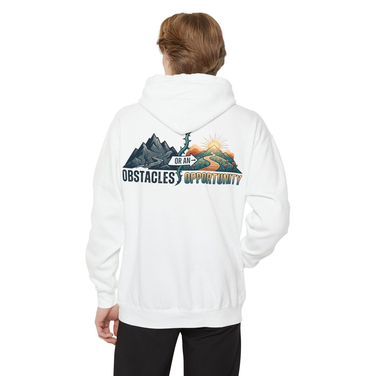 Color: White | Obstacle Or An Opportunity Garment-Dyed Hoodie