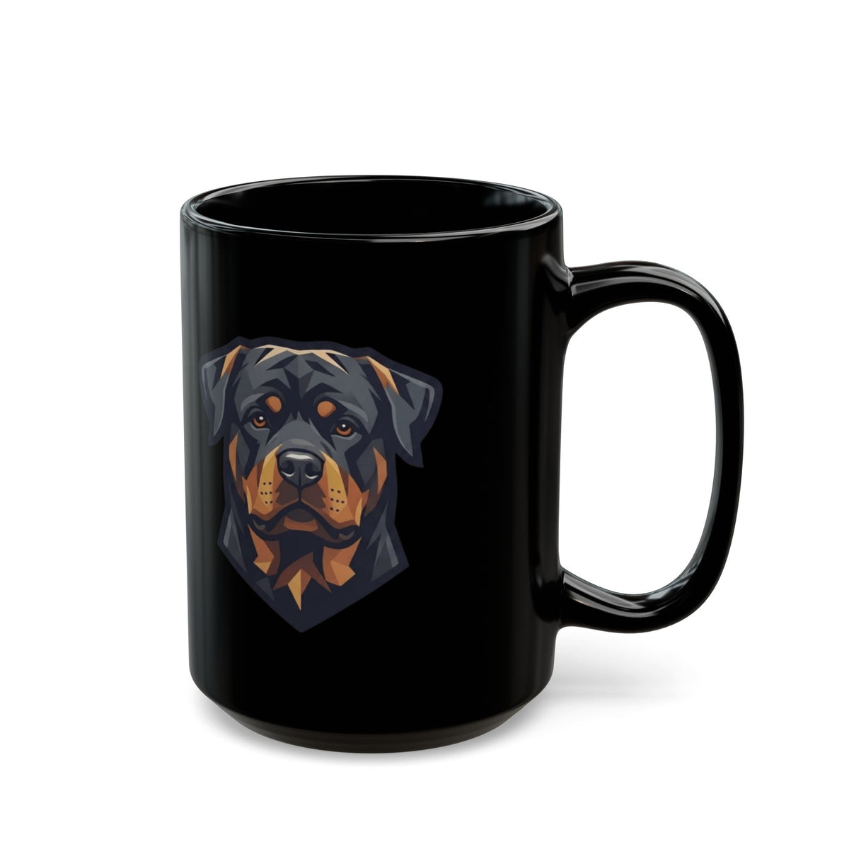 "Rottweiler Rulers Confident Powerful" Black Ceramic Mug — Graphic