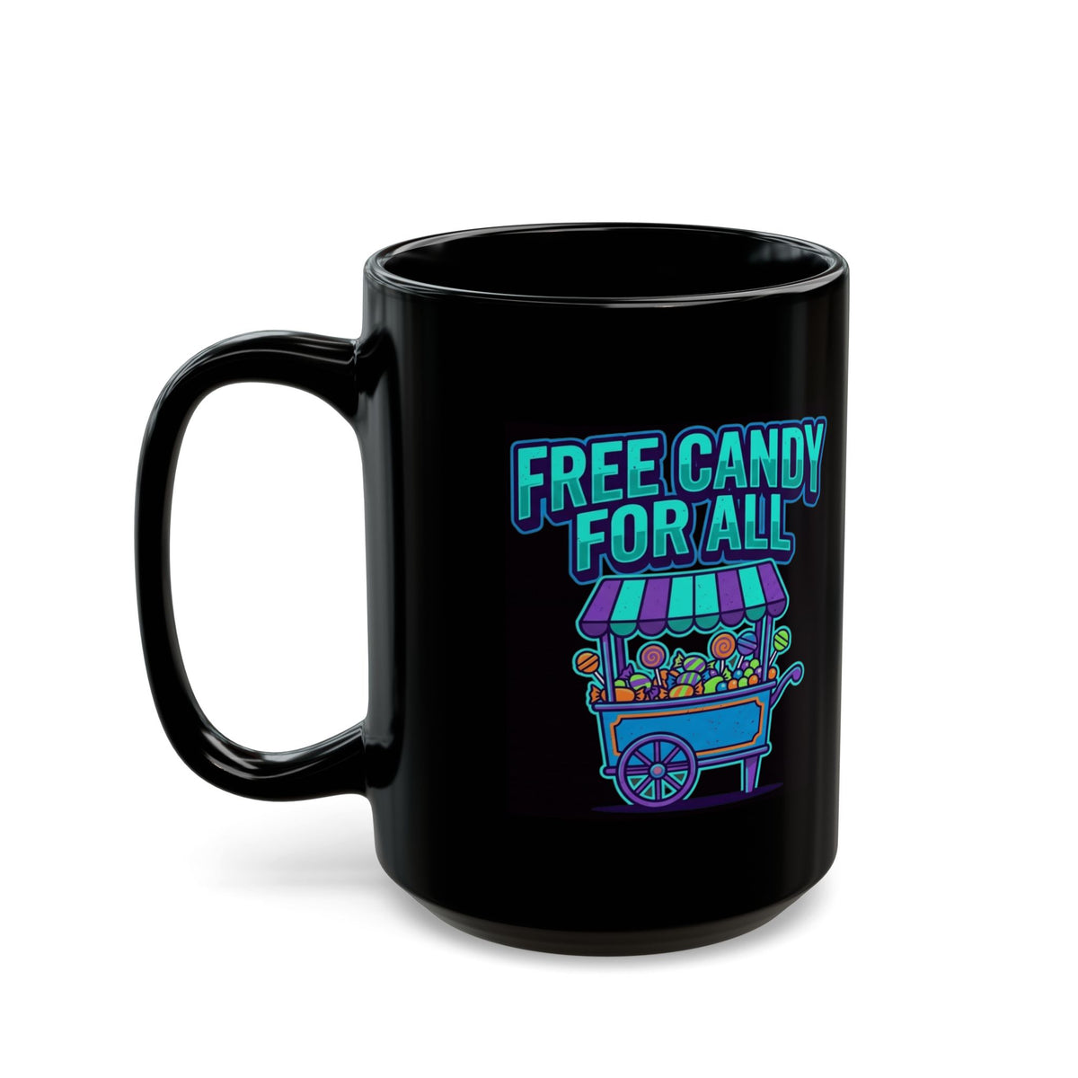 "Free Candy For All" Black Ceramic Mug