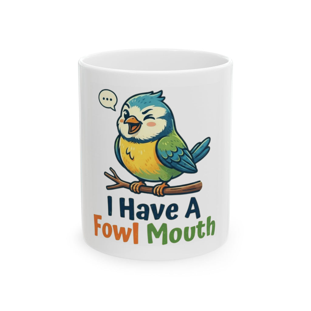 "Fowl Mouth" White Ceramic Mug