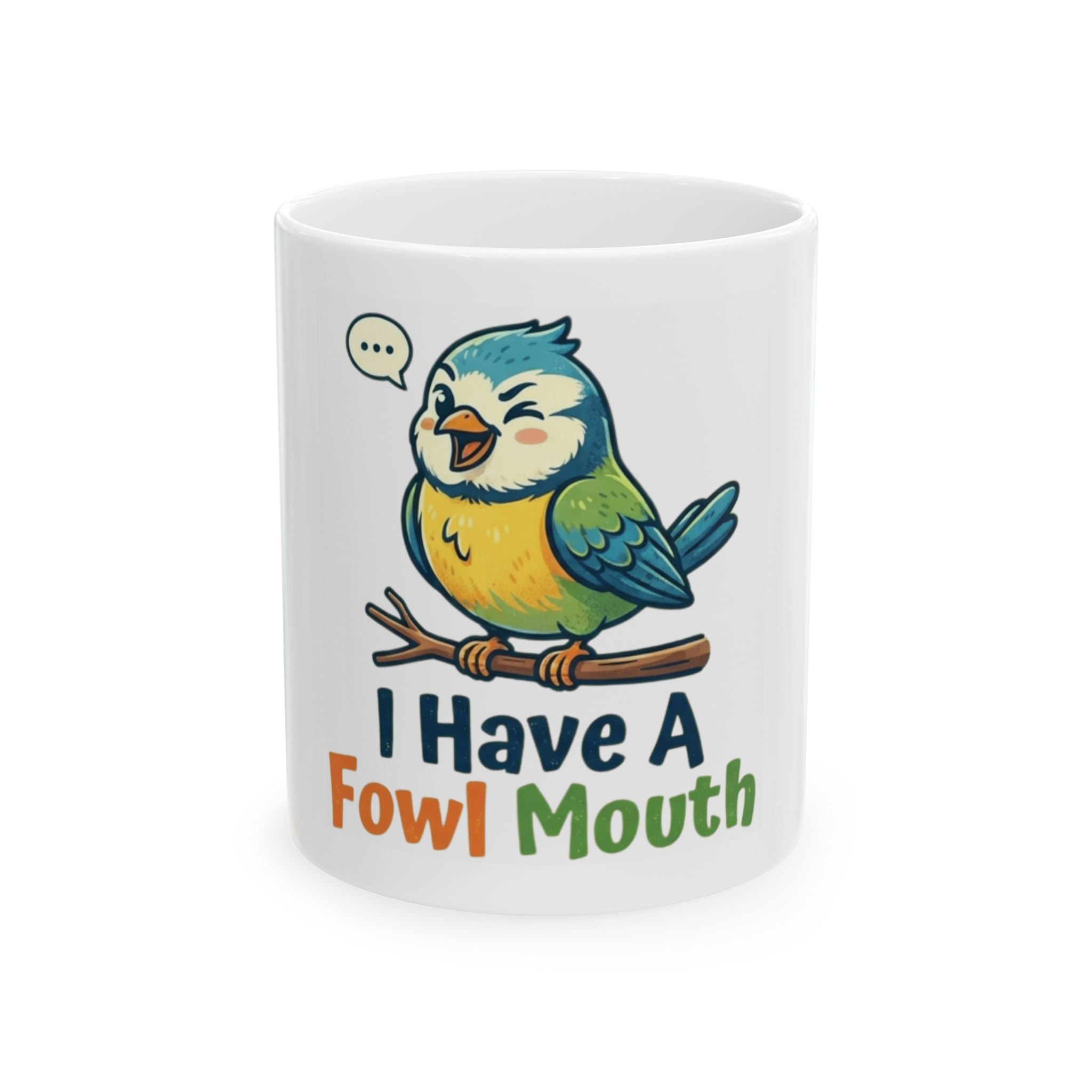 "Fowl Mouth" White Ceramic Mug
