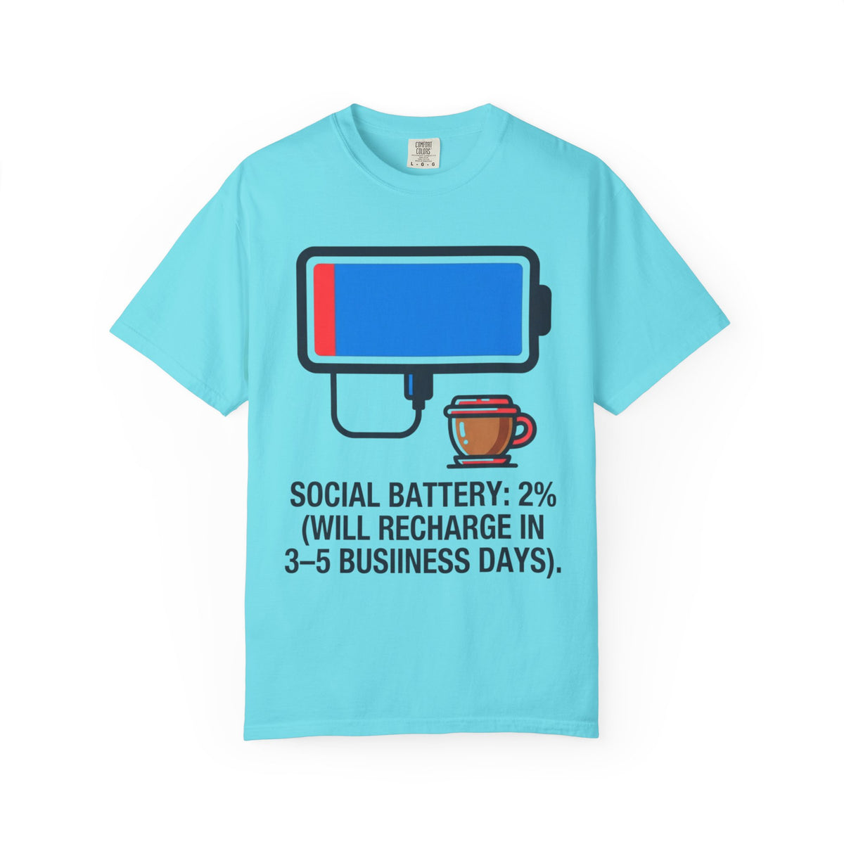 Color: Lagoon Blue | Social Battery Unisex Garment-Dyed Tee