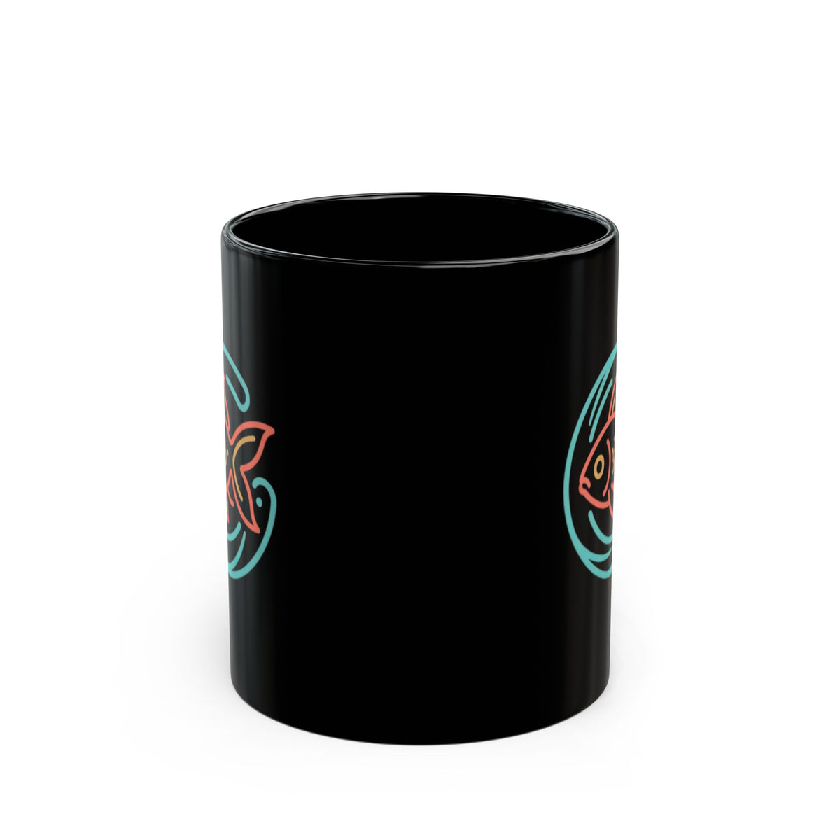 "Go Fish" Black Ceramic Mug — Graphic