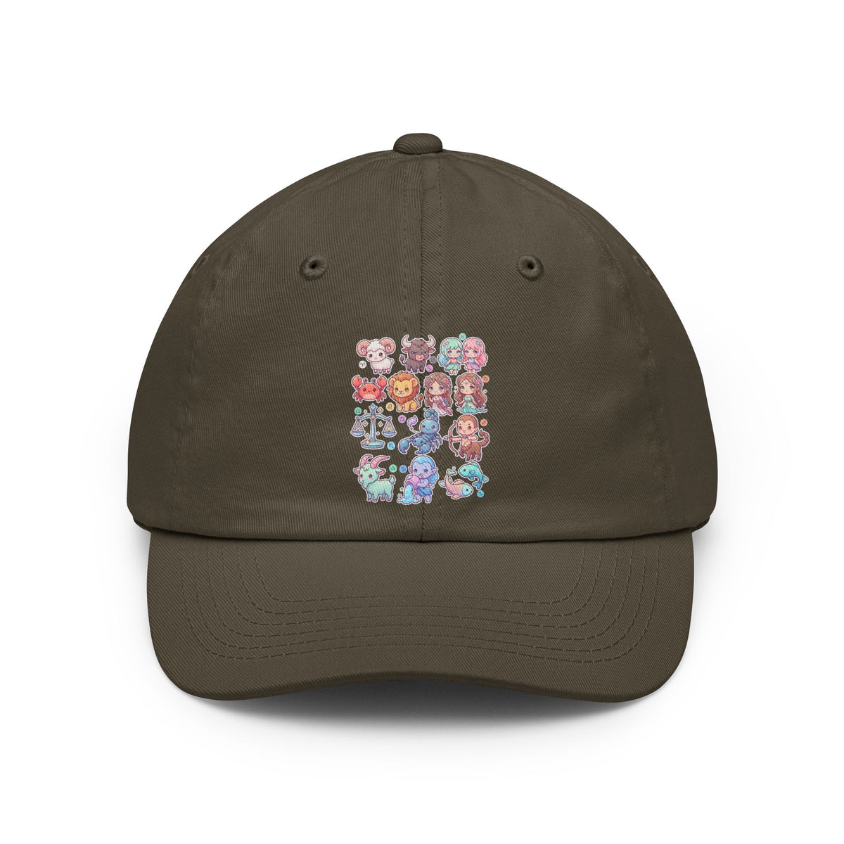 Color: Olive | Cute Chibi Zodiac Dad Hat