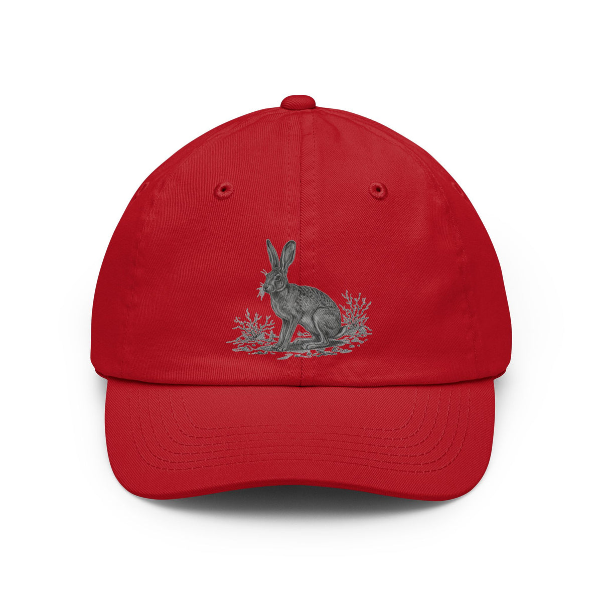 Color: Red | Pencil Sketch Art Jack Rabbit Dad Hat