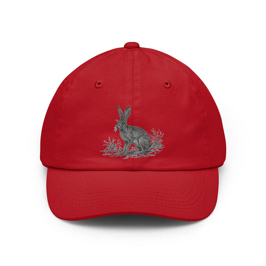 Color: Red | Pencil Sketch Art Jack Rabbit Dad Hat