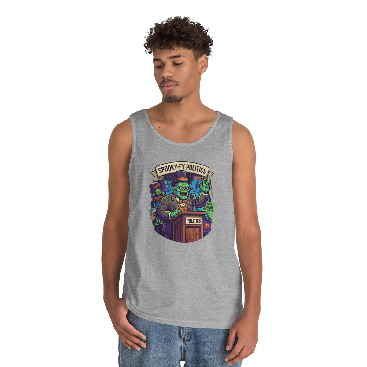 Color: Sport Grey | Spooky-Fy Politics Tank Top