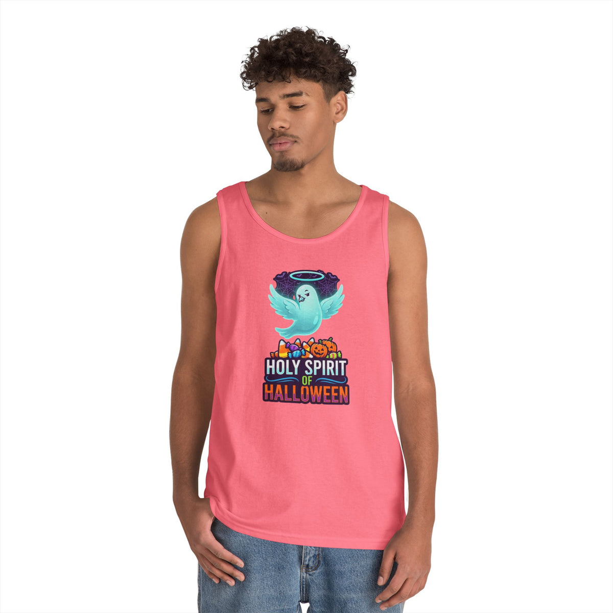 Color: Safety Pink | Holy Spirit of Halloween Tank Top