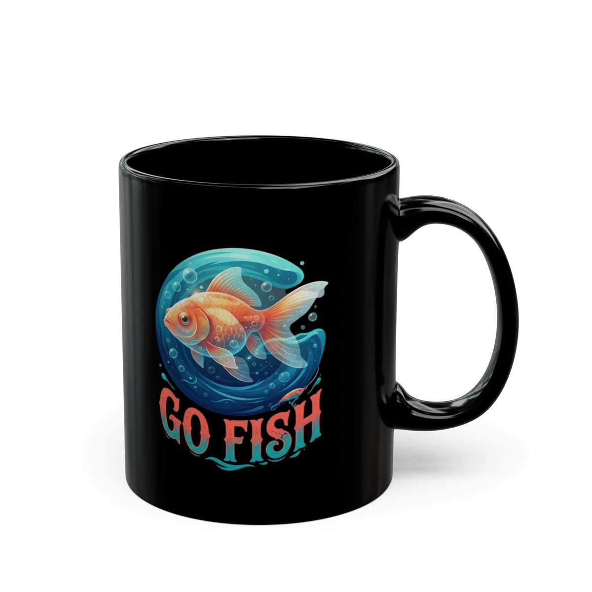 "Go Fish" Black Ceramic Mug