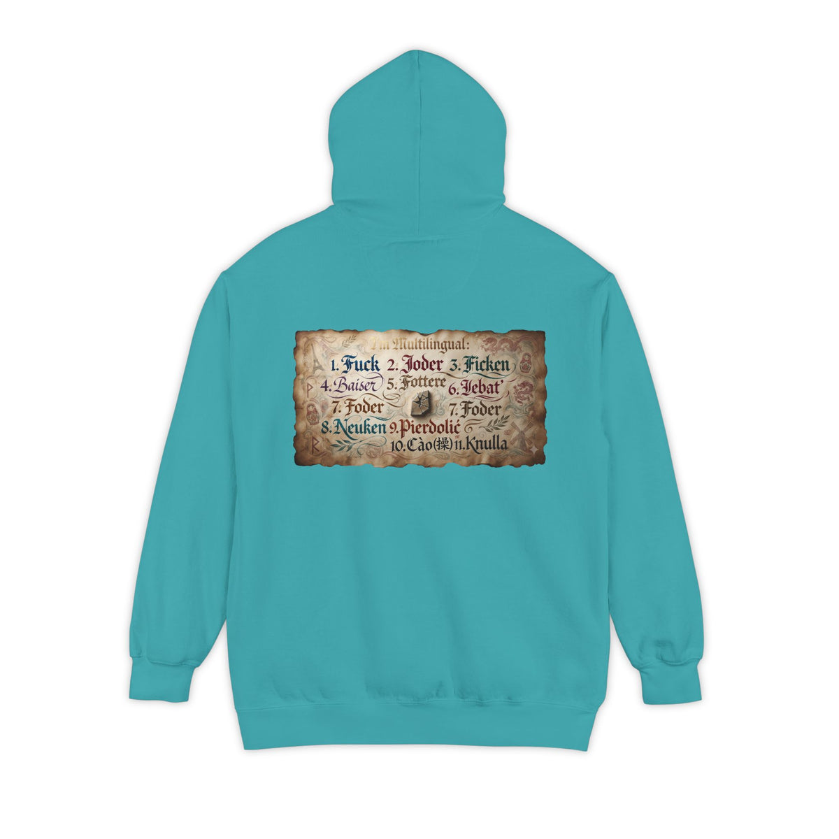 Color: Seafoam | Multilingual Garment-Dyed Hoodie