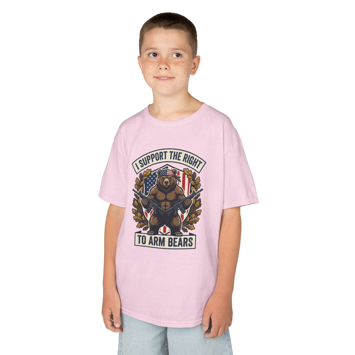 Kids T‑Shirt — "I Support The Right To Arm Bears" Patriotic Bear Graphic Tee