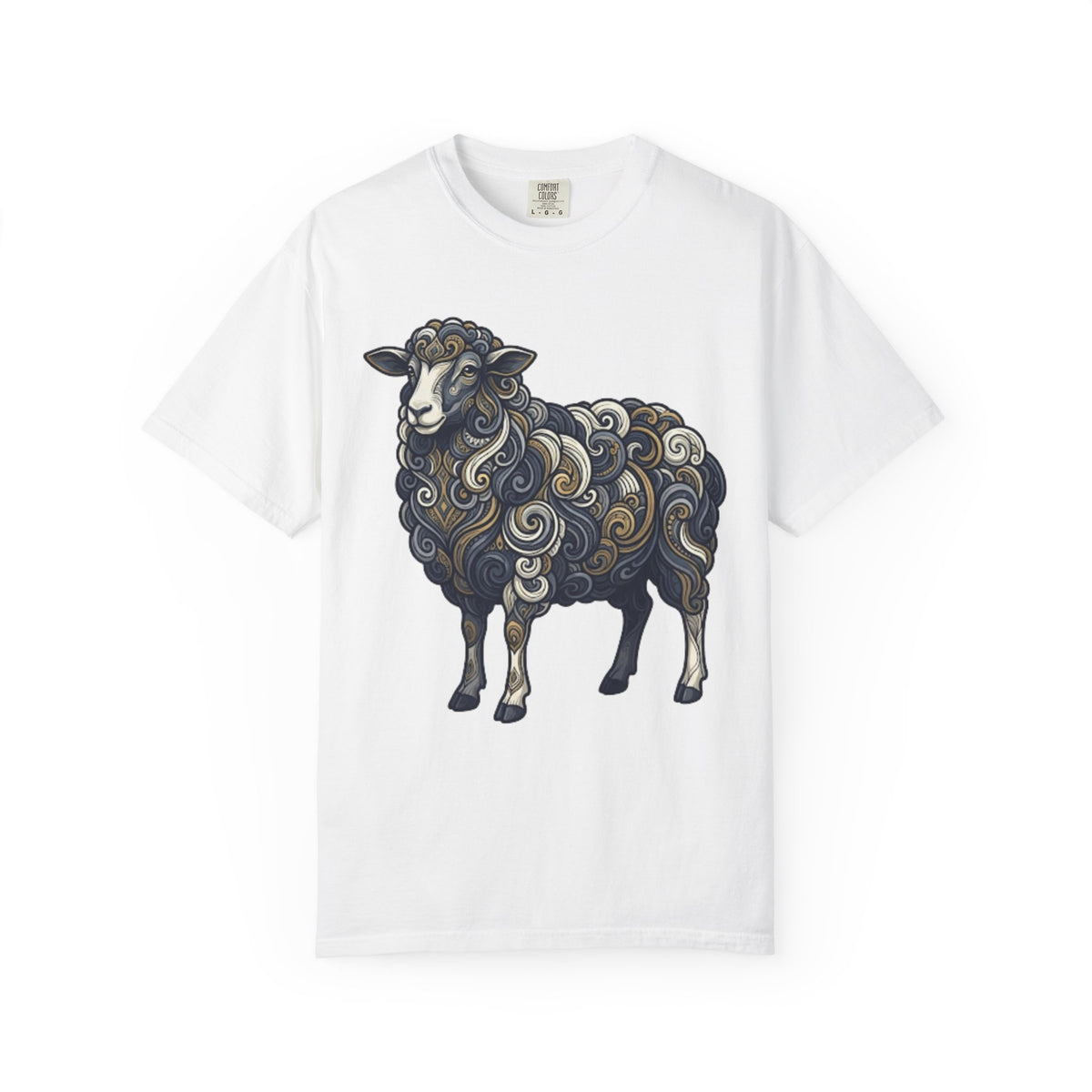 Color: White | Barnyard Sheep Unisex Garment-Dyed Tee