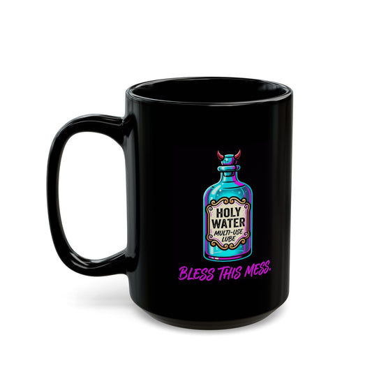 "Holy Lube" Black Ceramic Mug