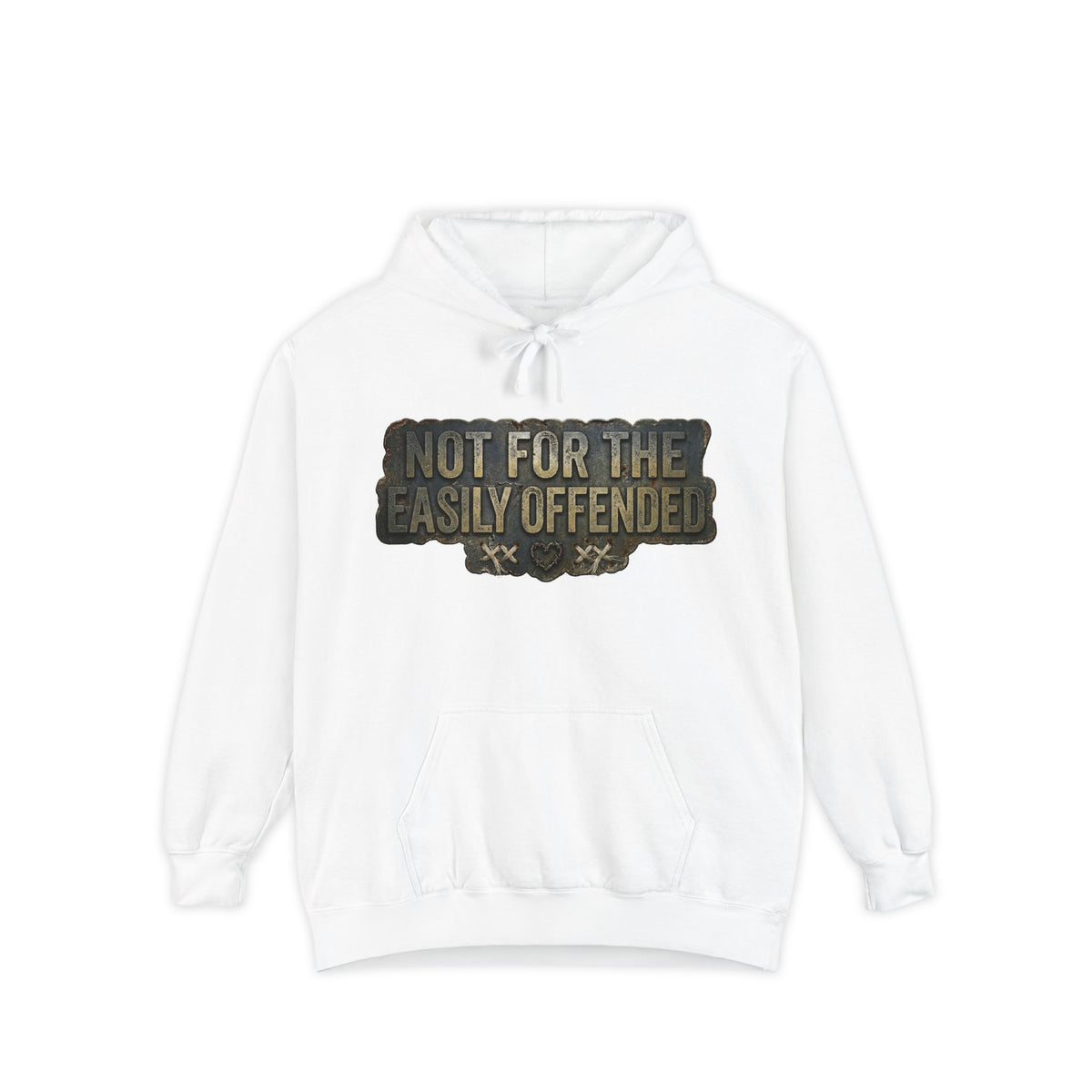 Color: White | Fair Warning Label | Garment-Dyed Hoodie — AttitudeShirts