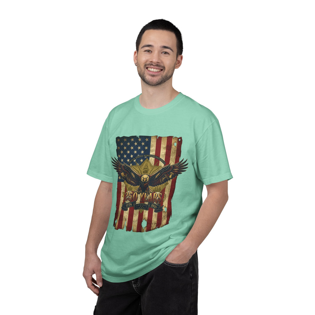 "Eagle and Flag 250 Years" Unisex Garment-Dyed Tee