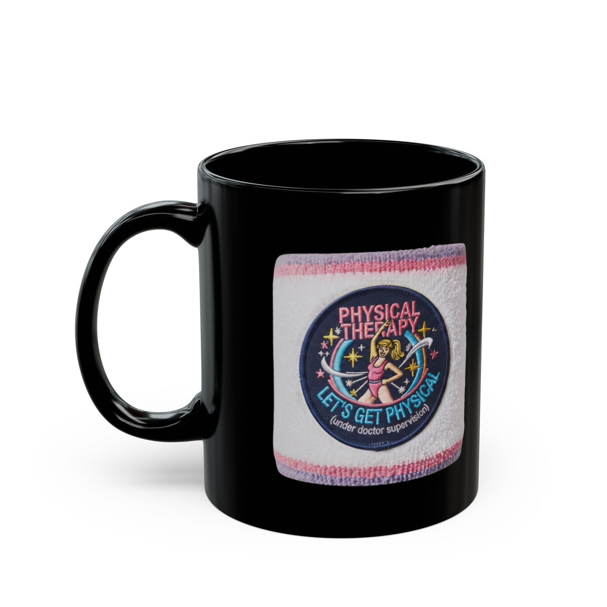 "Let's Get Physical" Black Ceramic Mug