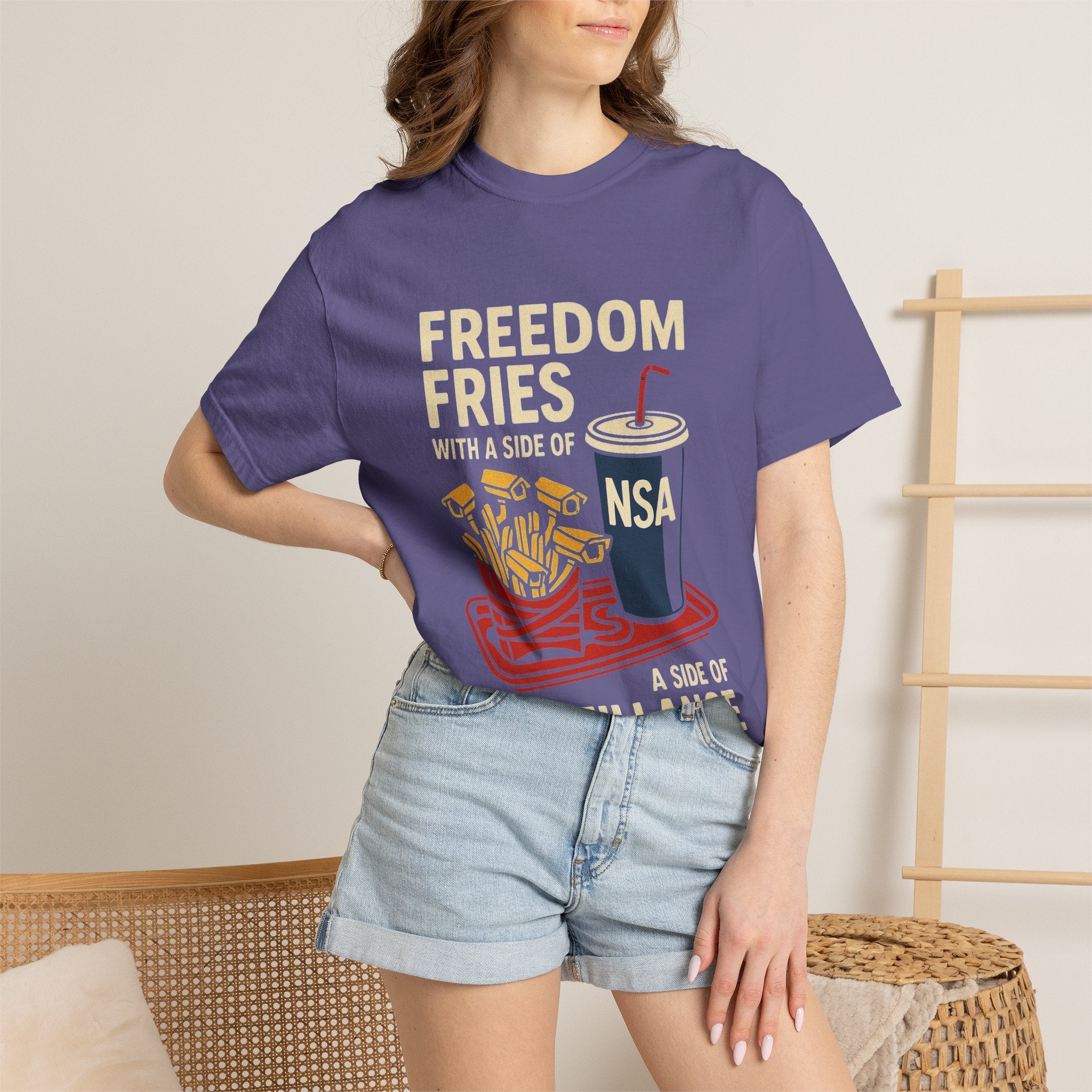 "Freedom Fries (With Extra Eyes)" Unisex Garment-Dyed T-shirt