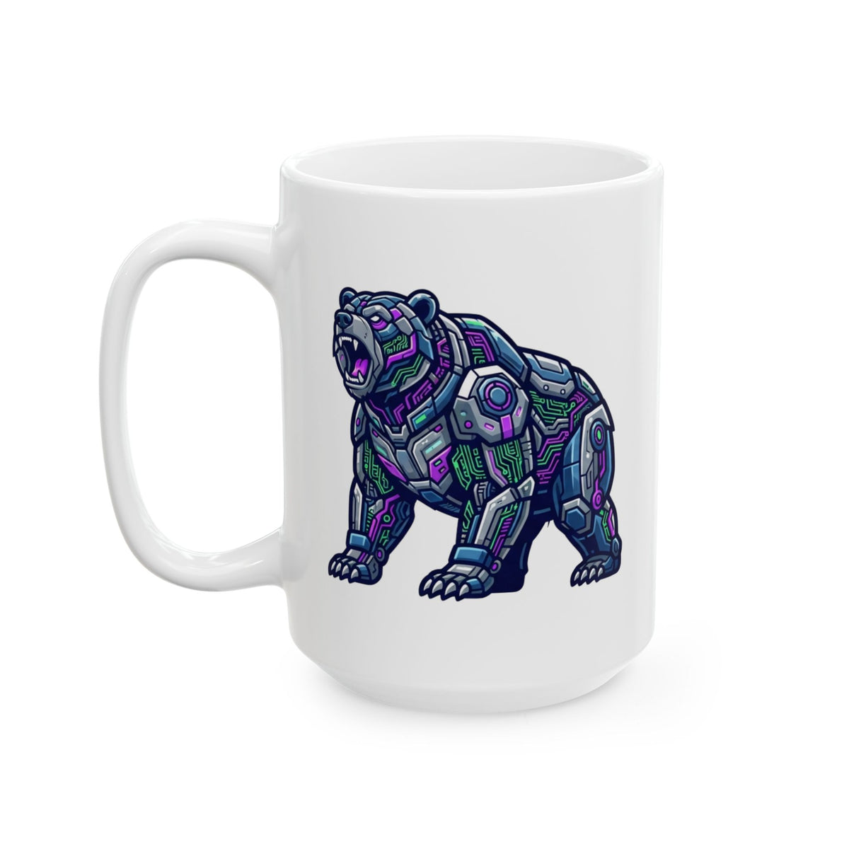 "Cyber Bear" White Ceramic Mug