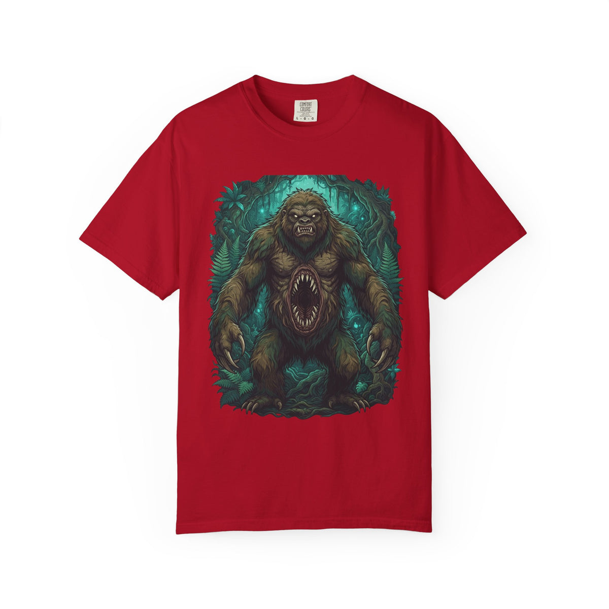 Color: Red | Mapinguari (Amazon Rainforest) Unisex Garment-Dyed Tee