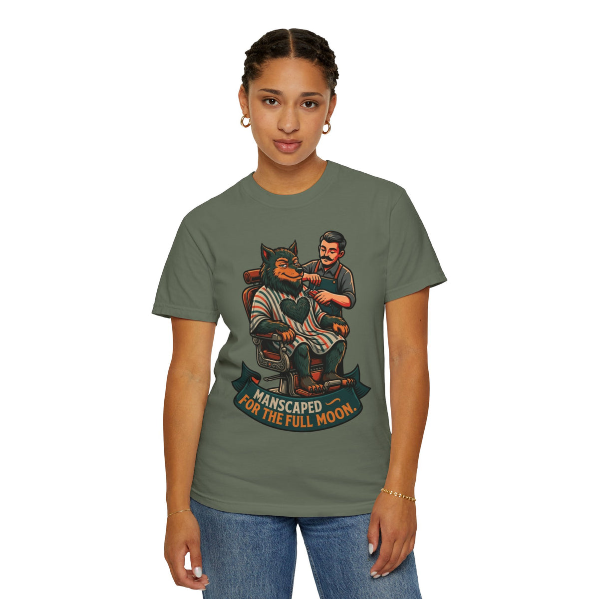 Color: Moss | Manscaped for the Full Moon Unisex Garment-Dyed Tee