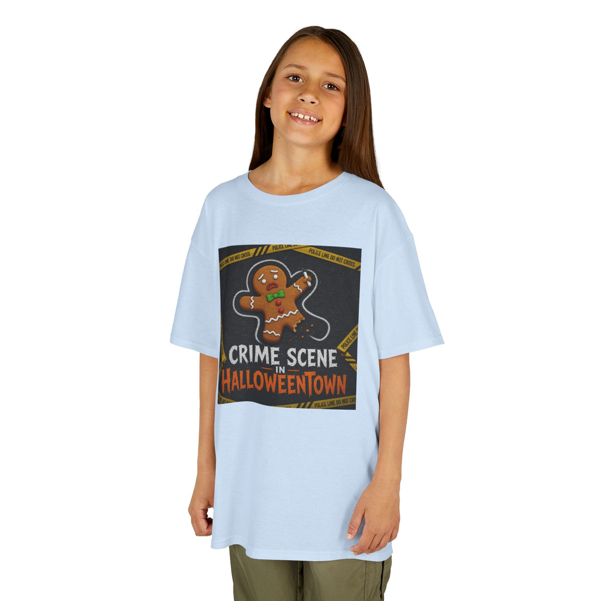 Color: Light Blue | Crime Scene in Halloweentown Kids Tee