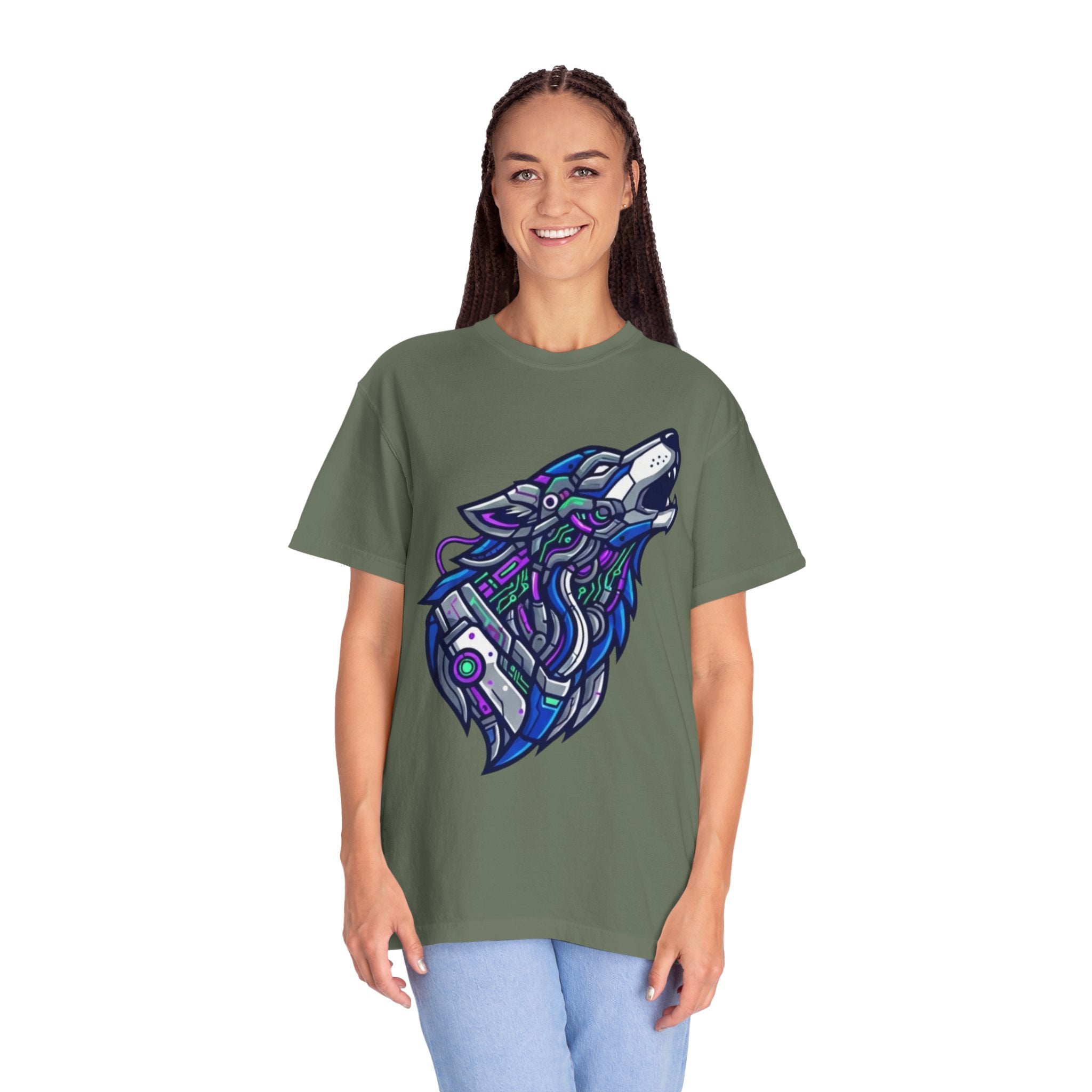"Cyber Wolf" Unisex Garment-Dyed Tee