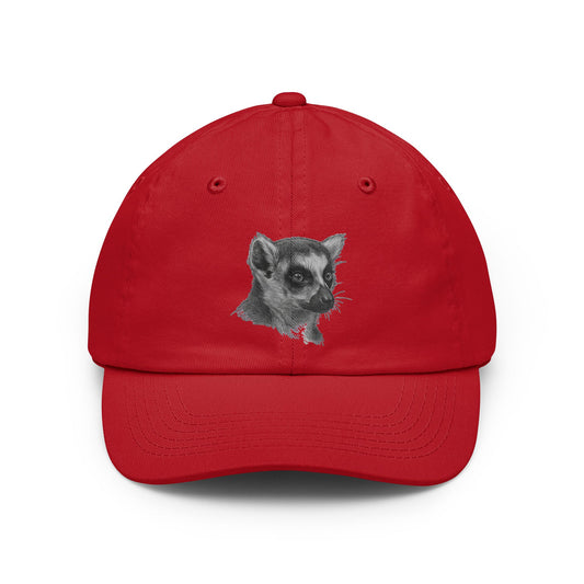 Color: Red | Pencil Sketch Art Lemur Dad Hat — Graphic