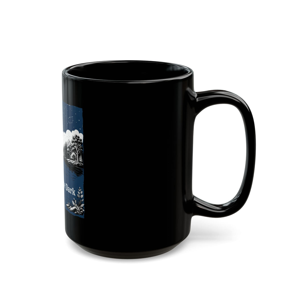 "Fishing in the Dark" Black Ceramic Mug