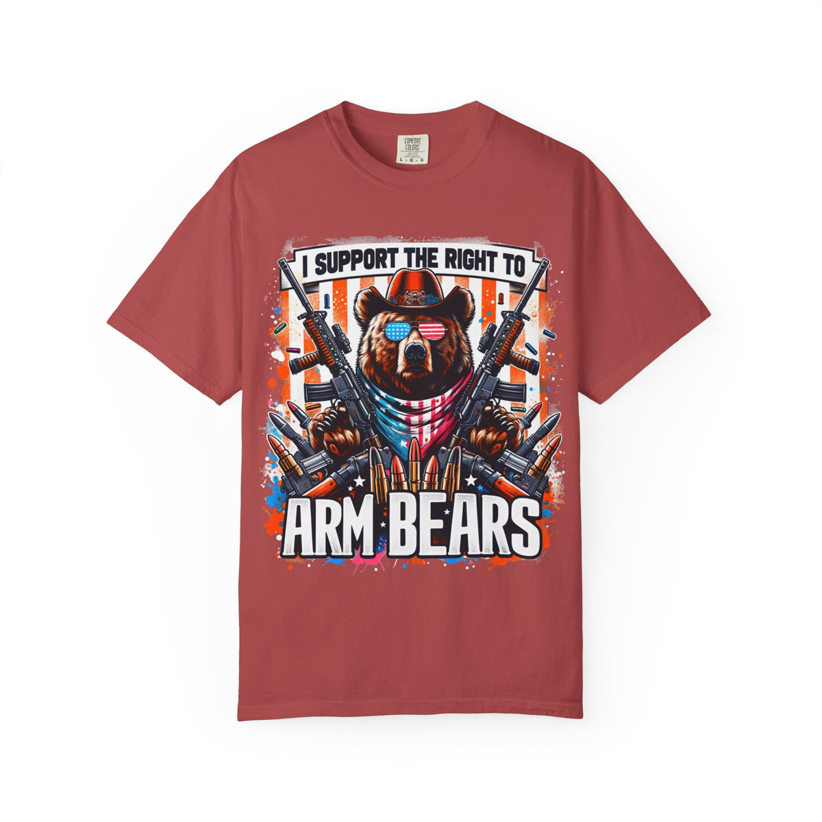 Color: Crimson | The Right to Arm Bears Unisex Garment-Dyed T-shirt