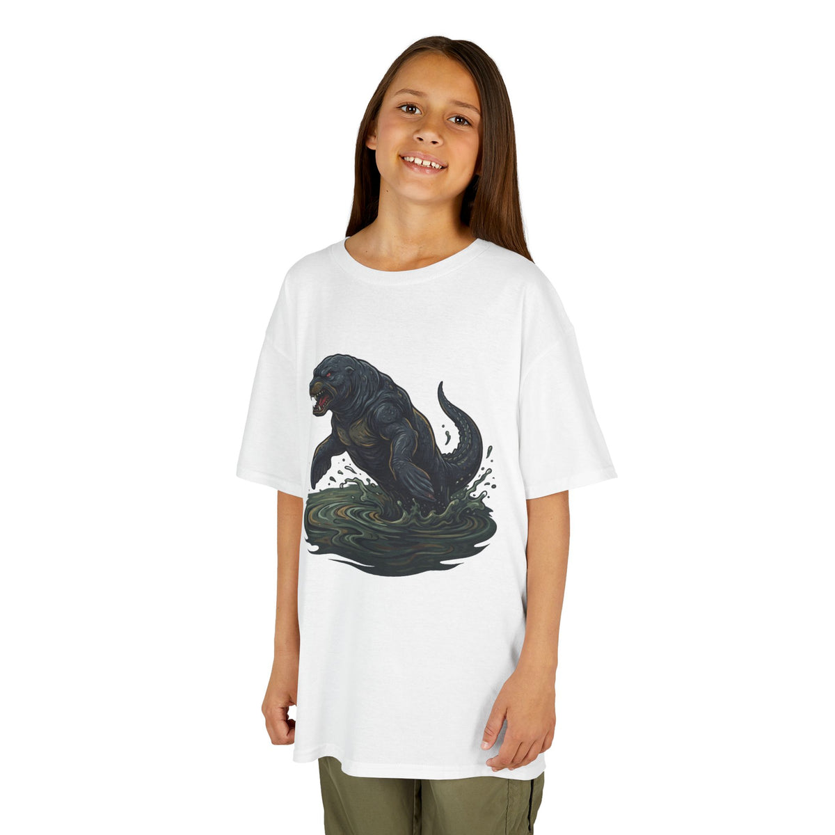Color: White | Bunyip (Australian Aboriginal Mythology) Kids Tee
