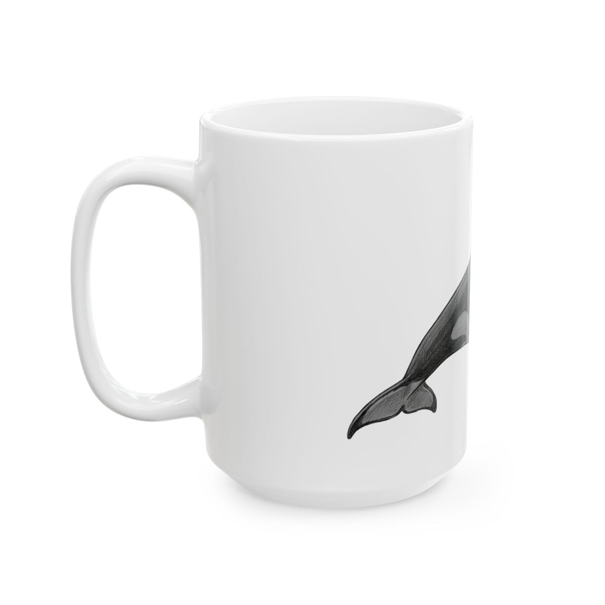 "Pencil Sketch Art Orca" White Ceramic Mug