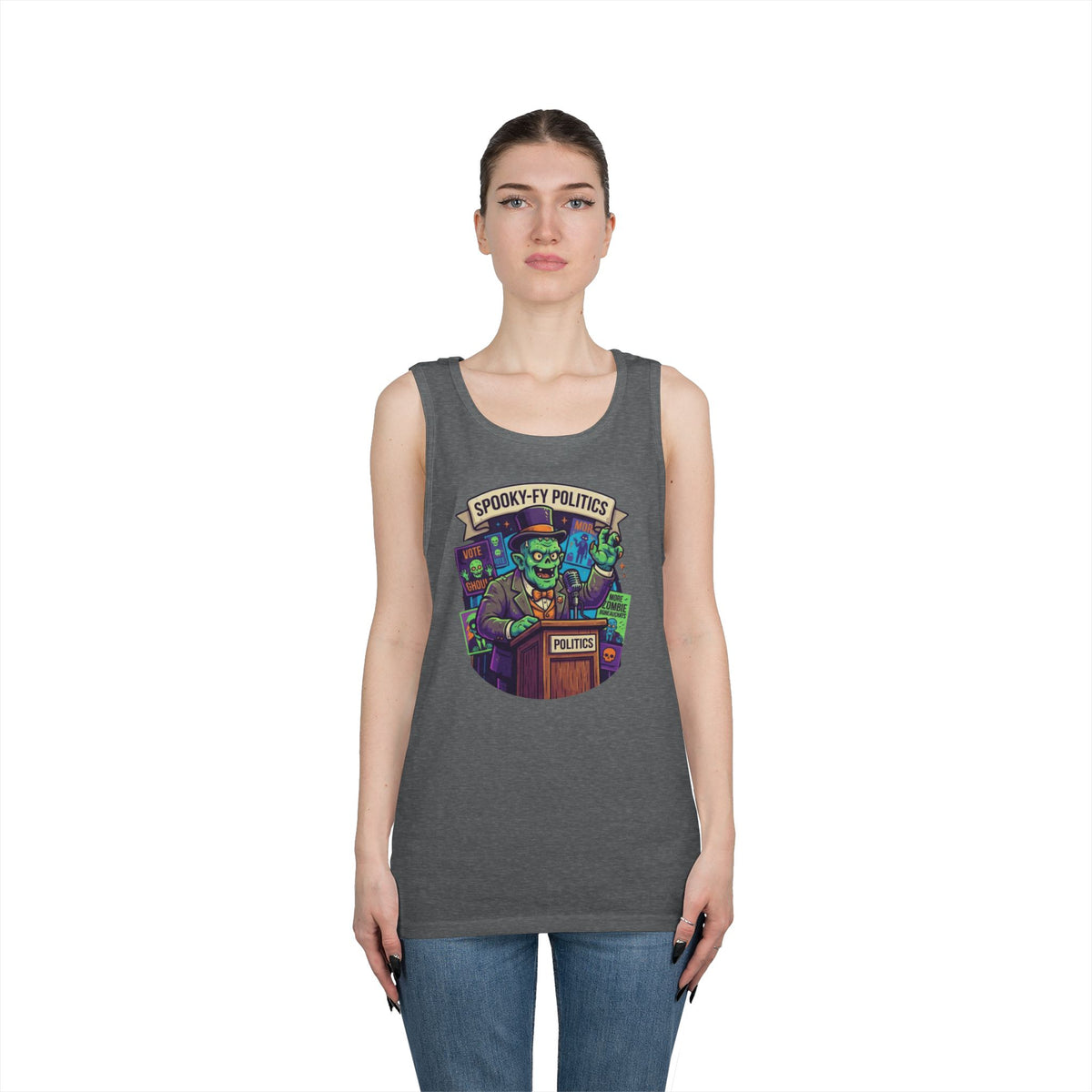 Color: Graphite Heather | Spooky-Fy Politics Tank Top