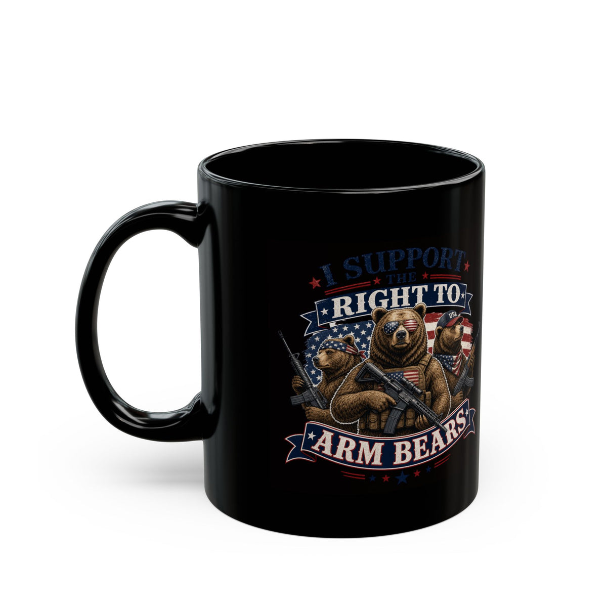 "Armed Bears" Black Ceramic Mug