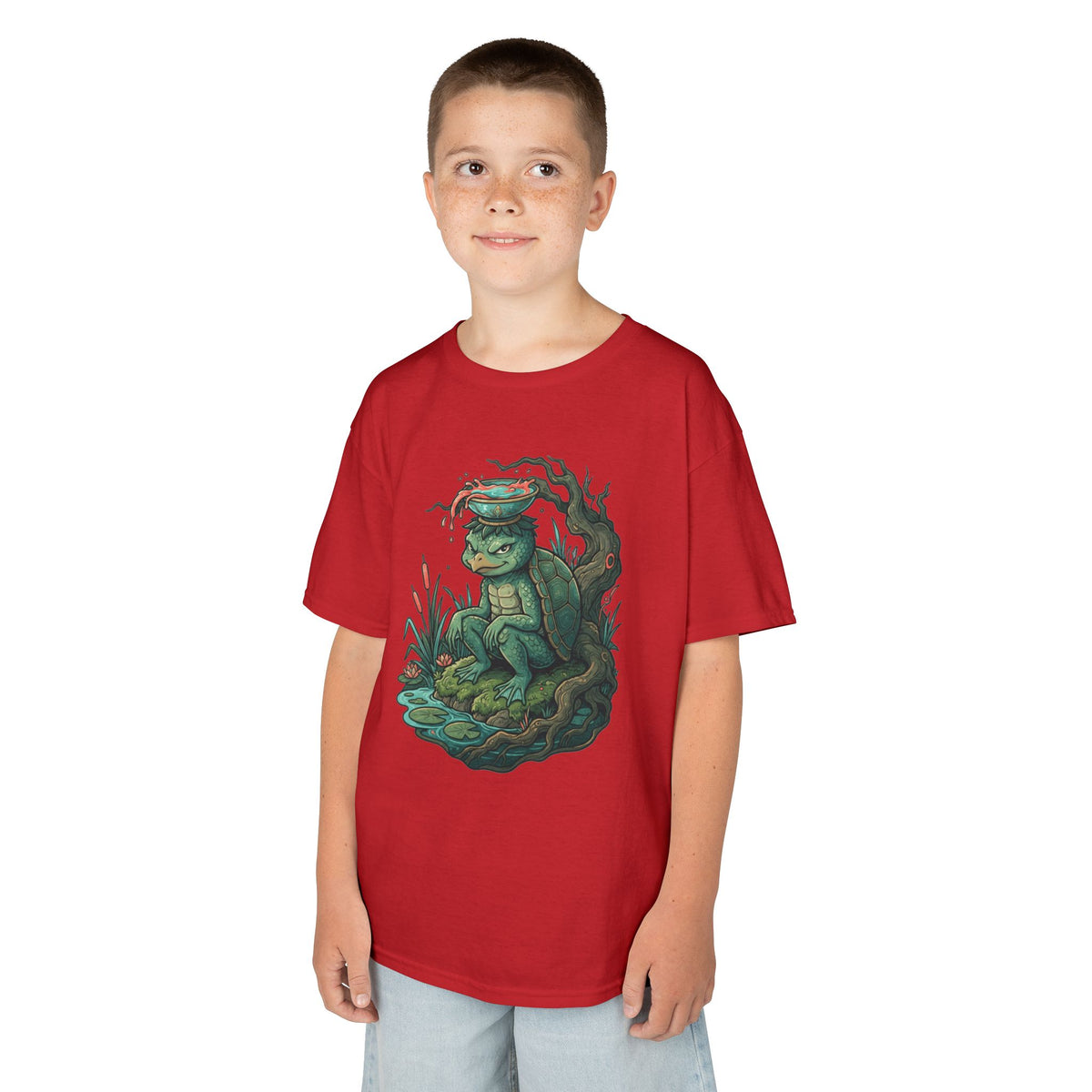 Color: Red | Kappa (Japanese Folklore) Kids Tee